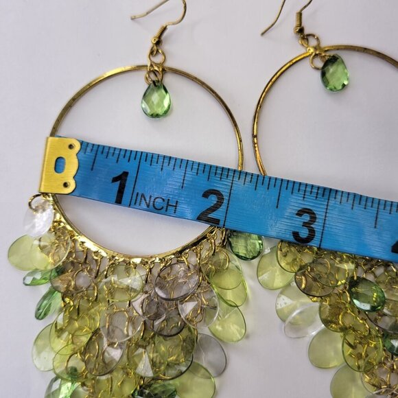 Green Tassel Earrings - Picture 5 of 6
